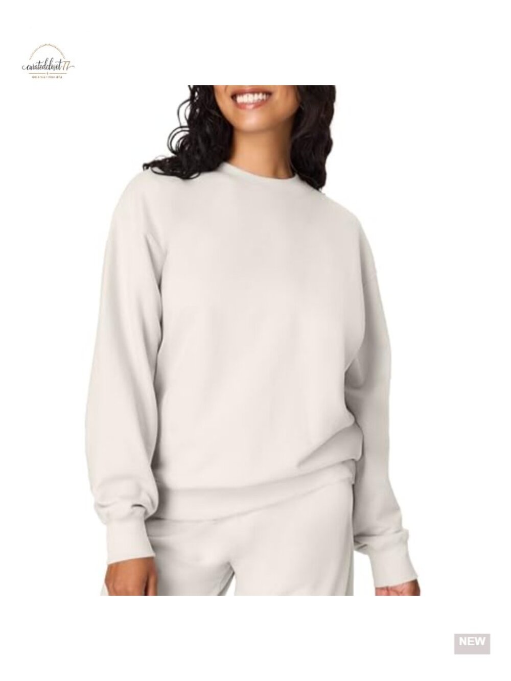 Midweight Fleece Crewneck Sweatshirt Relaxed Pullover Floral Graphic